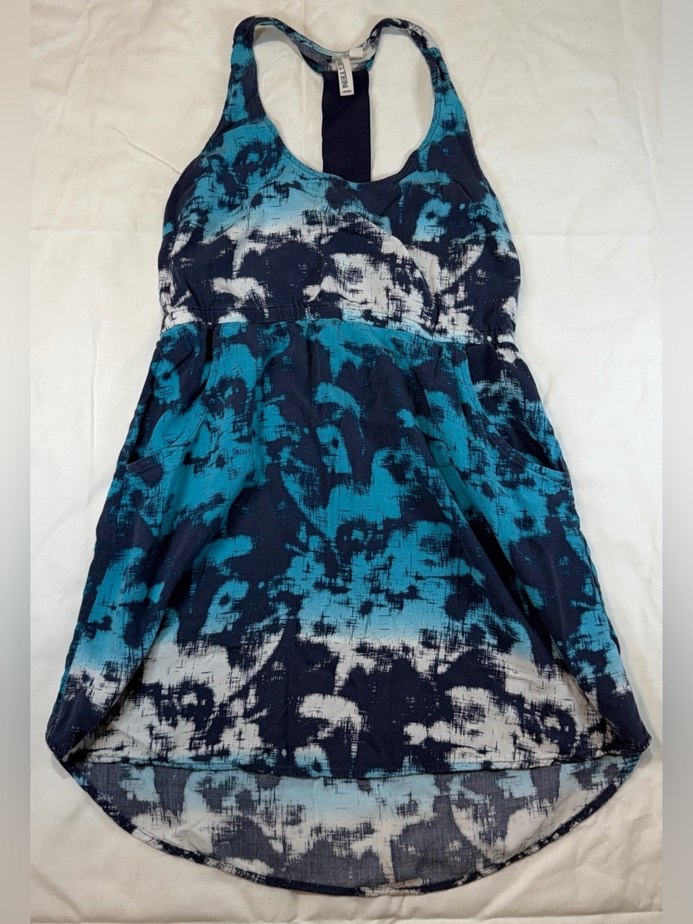 Hang Ten Blue Teal and White Tie-Dye Tank Top